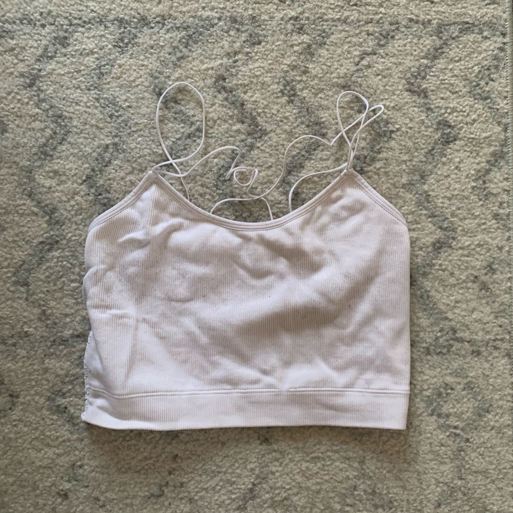Hollister white lace back crop top